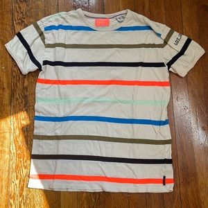Scotch and soda mens tshirt lot 22 medium beige with multi color strips
